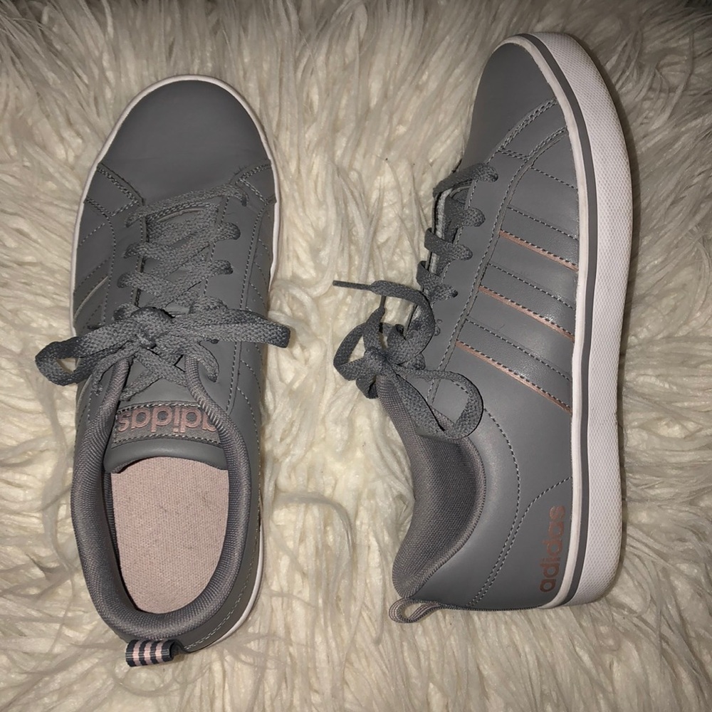 Adidas Gray and Rose-gold shoes